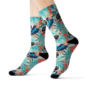 Custom Tropical Blue Leafs CheeryPup Socks