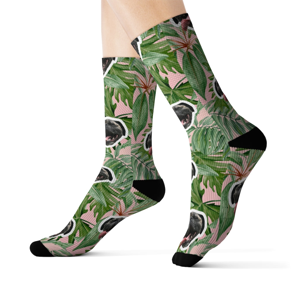 Custom Tropical Leaf CheeryPup Socks