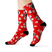 Load image into Gallery viewer, Custom Red Paw CheeryPup Socks
