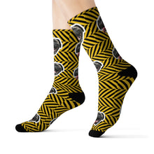 Load image into Gallery viewer, Custom Yellow Stripped CheeryPup Socks
