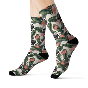 Tropical Flowers & Leafs CheeryPup Socks